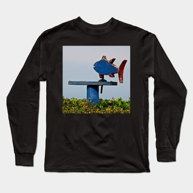 Girouette Poisson bleu Long Sleeve T-Shirt by rollier